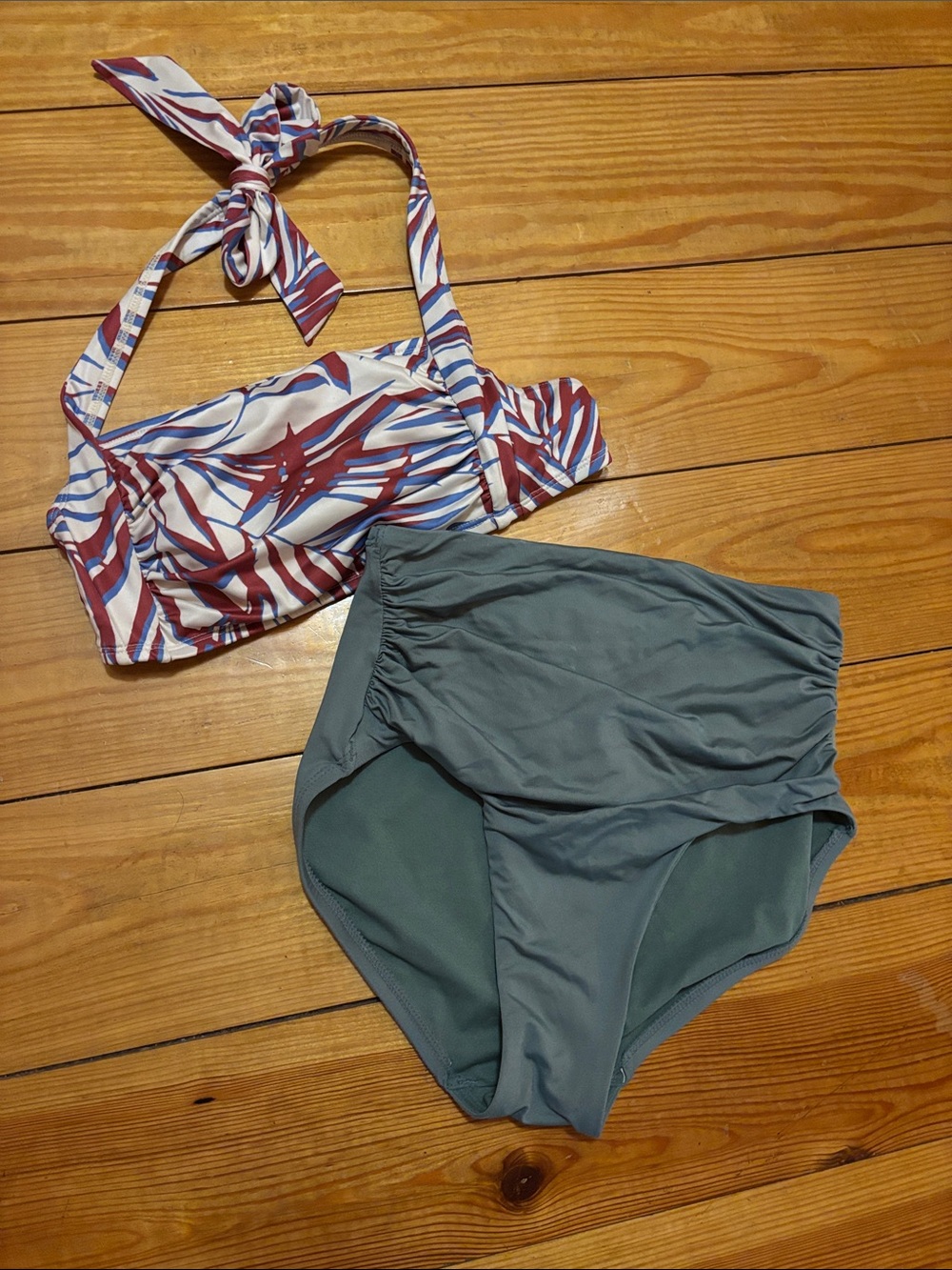 High waisted bikini bottoms with halter top